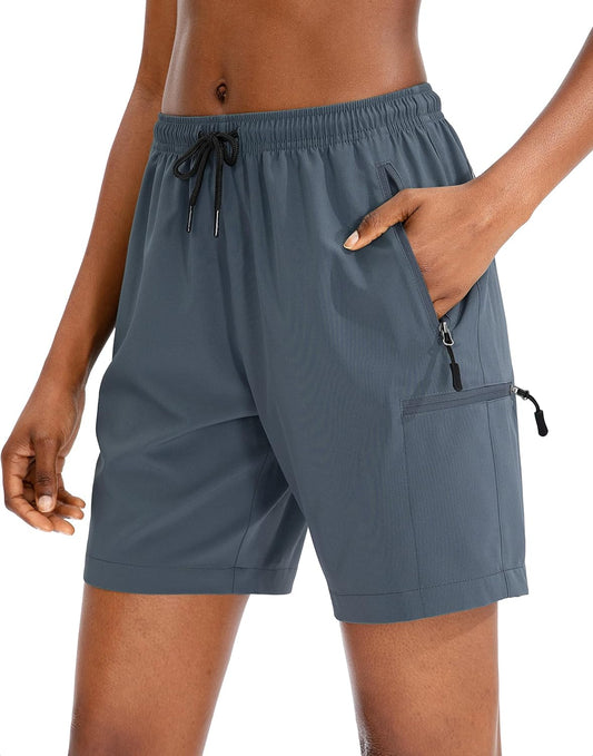 Women'S 5''/ 7''/9'' Hiking Cargo Shorts Quick Dry Lightweight Summer Shorts for Women Athletic Golf Zipper Pockets