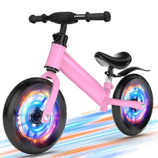 Kids 12'' Balance Bike Ride with Lighting up Wheels No Pedal Bike for Toddlers Age 2-5